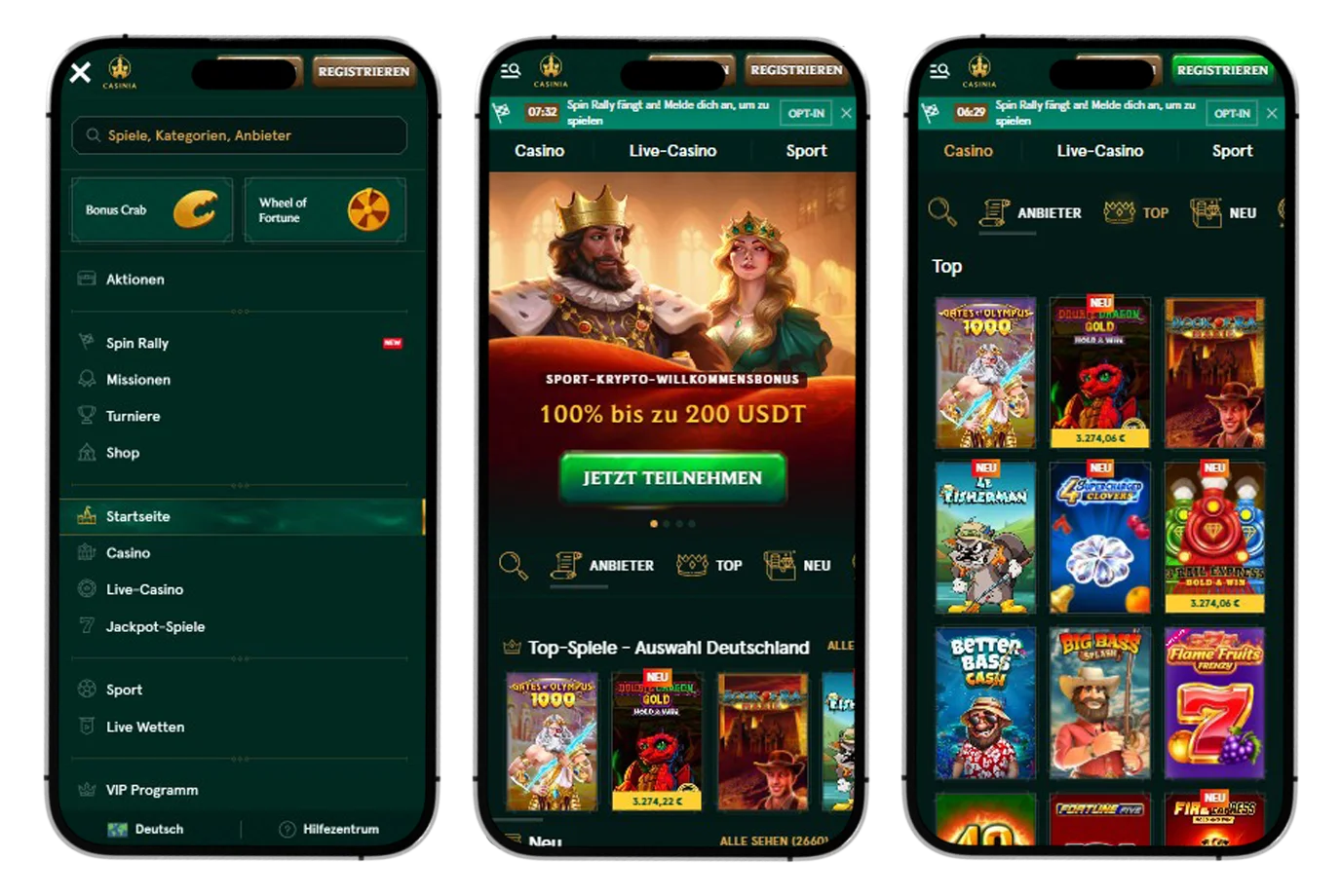 Casinia Casino Mobile Version